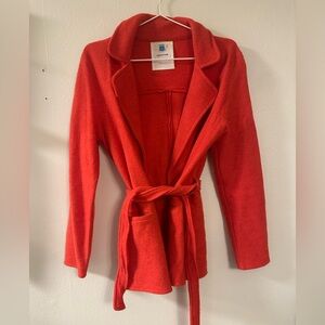 Sparrow Vibrant Red Cardigan tie waist 100% wool Size S